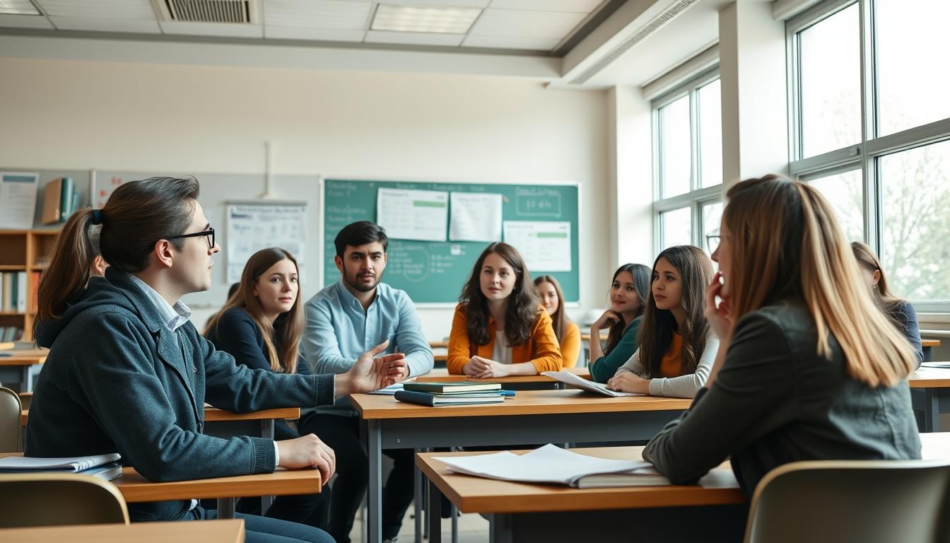Student using a study guide to organize academic notes